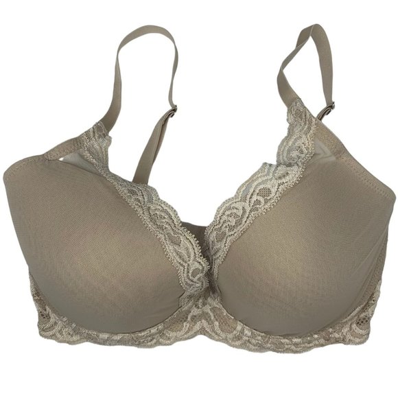 NATORI Beige/Nude Sheer Overlay Underwire Bra Size 32DDD - Picture 1 of 5